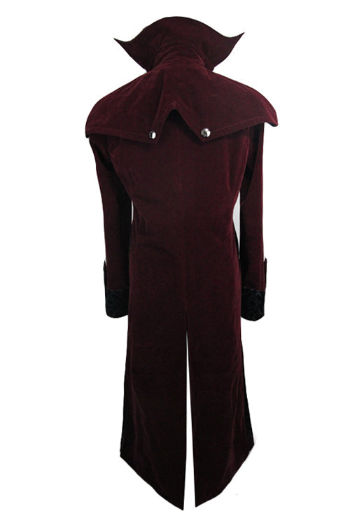 Western Fashion Gothic Shawl Collar Mens Long Velvet Coats - Product - 7
