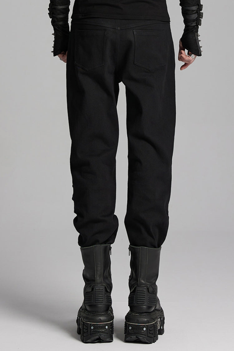 Black 3D Amor Patch Stitching Men's Punk Pants - Product - 3