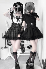 Black Ruffle Hollow Bowknot Lace Jirai Kei Japanese Skirt - Product - 4