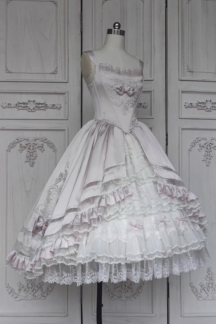 Pink [Promise of the Rose] Multi-Layered Ruffled Hanayome Open-Front Bow Sweet Gorgeous Lolita Jsk Dress Set - Product - 8