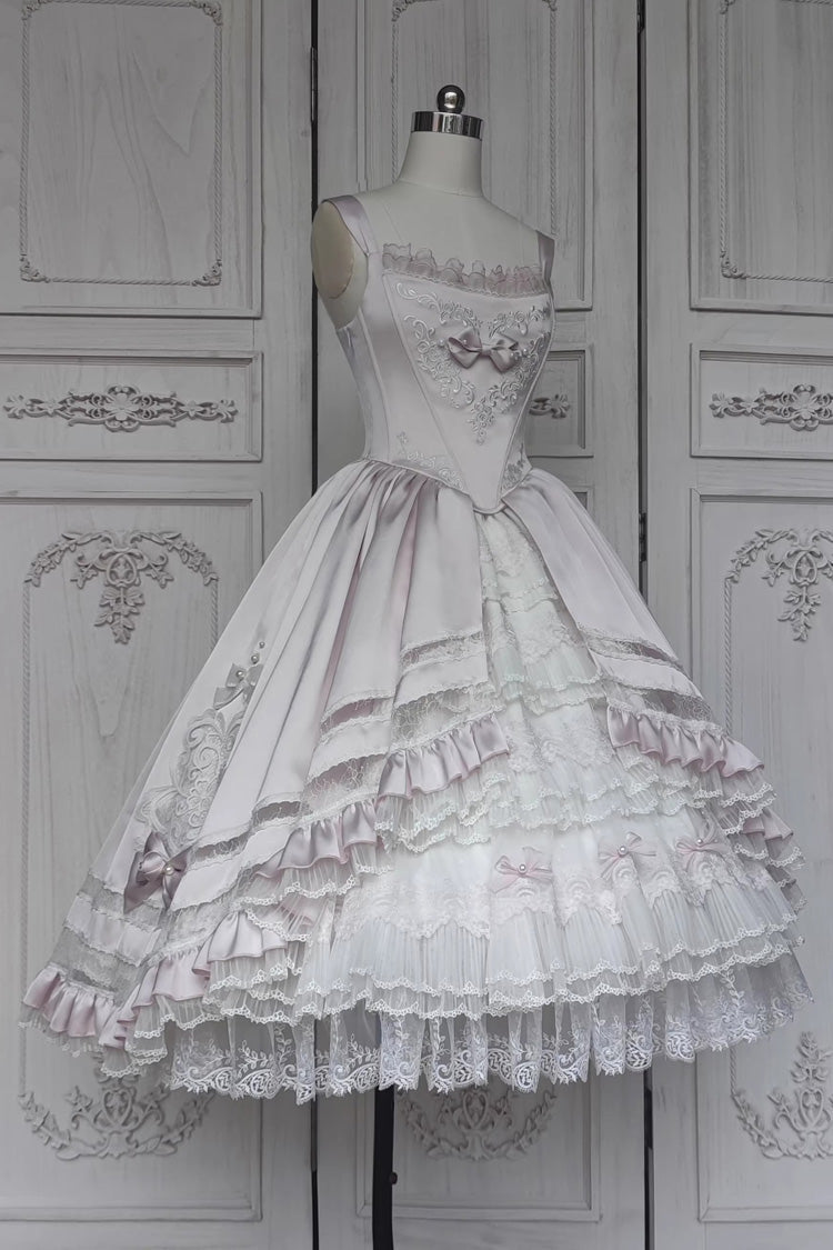 Pink [Promise of the Rose] Multi-Layered Ruffled Hanayome Open-Front Bow Sweet Gorgeous Lolita Jsk Dress Set - Product - 8