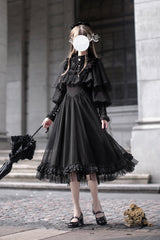 Black [Enchanted Nightdream] Long Sleeves Bowknot Lace Gothic Elegant Lolita Dress - Product - 2