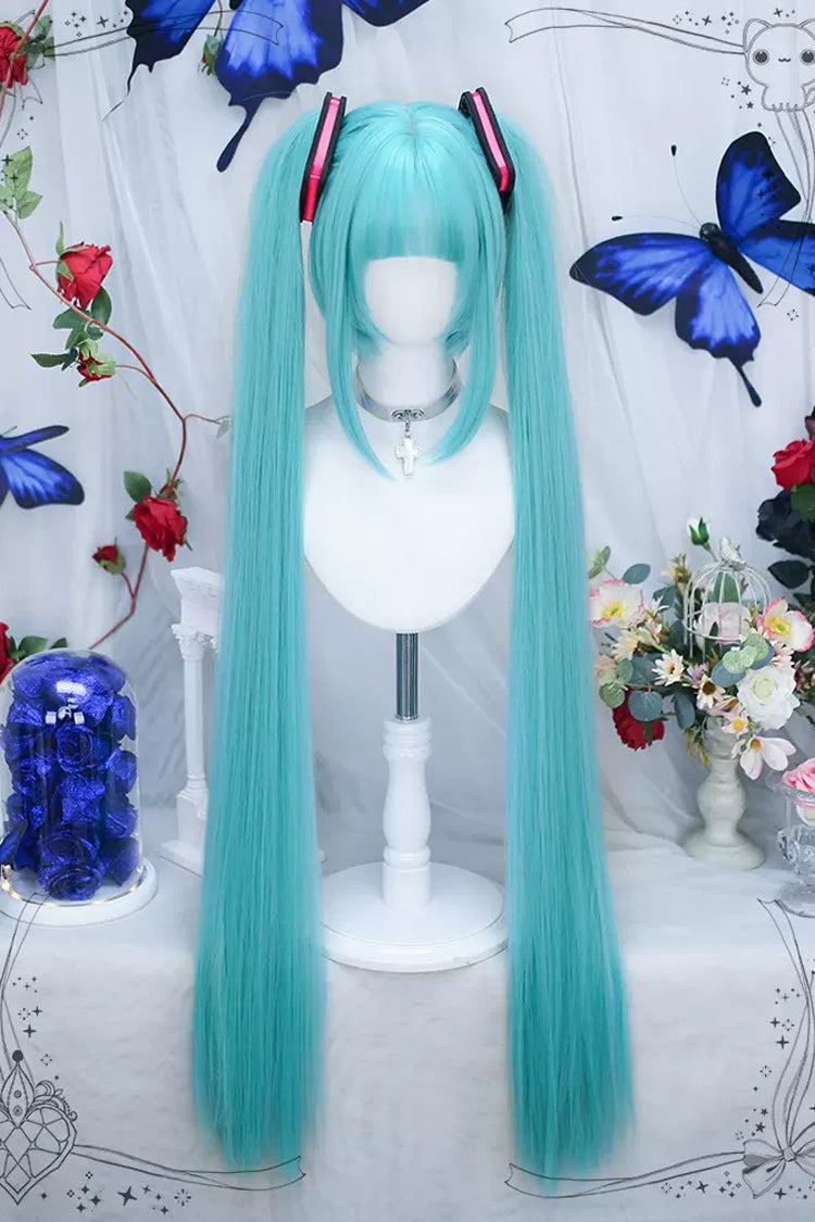 Green Secondary Double Ponytail Long Straight Sweet Lolita Wigs - Green - 1