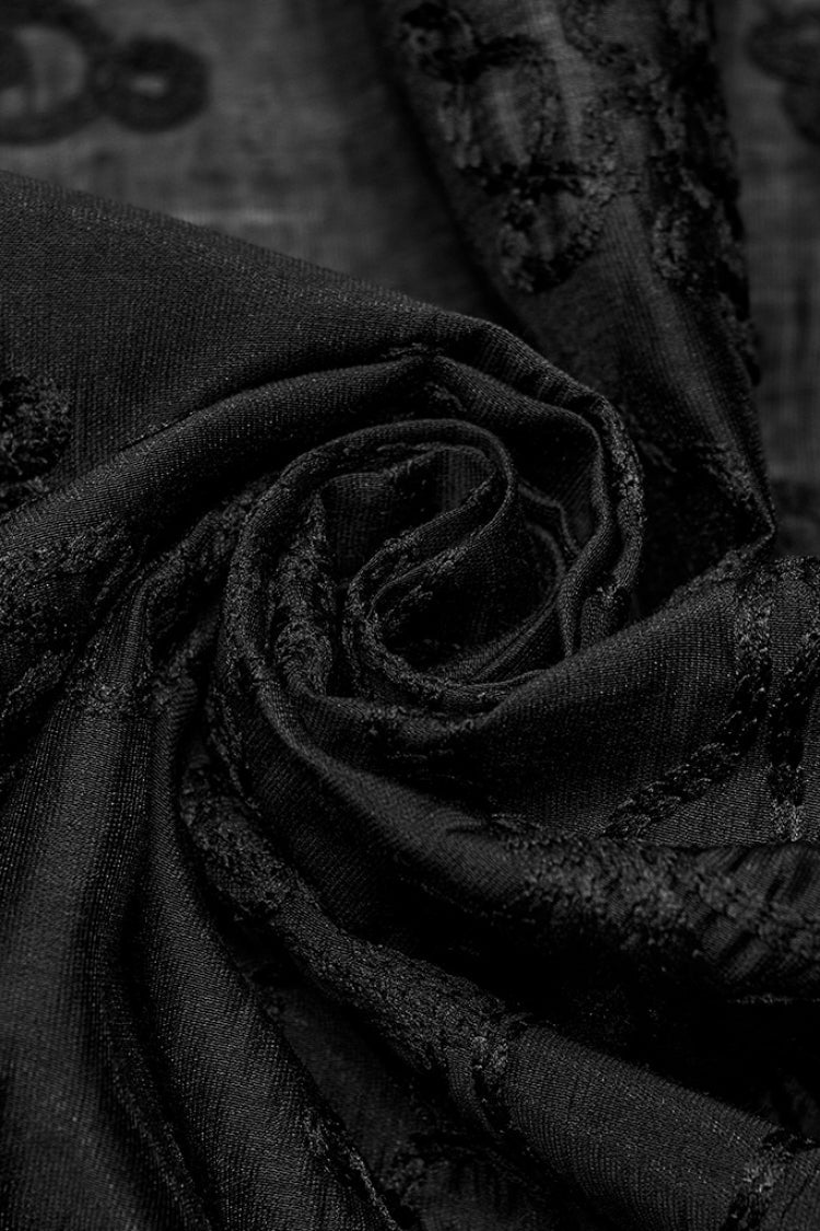 Black Stand Collar Jacquard Embroidery Men's Gothic Blouse - Product - 10
