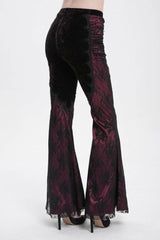 Red Floral Embroidery Stitching Lace Women's Gothic Pants - Product - 10