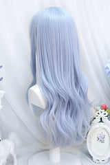 Sky Blue Sweet Lolita Gentle Curly Wig with Straight Bangs - Product - 3