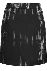 Black/White Hem Side Slit Design Cute Metal Heart Buckle Decoration Tie-Dyed A-Line Short Women's Punk Skirt - Product - 5