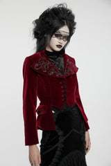 Red Swallow-tailed Velvet Long Sleeves Women's Gothic Jacket - Product - 2
