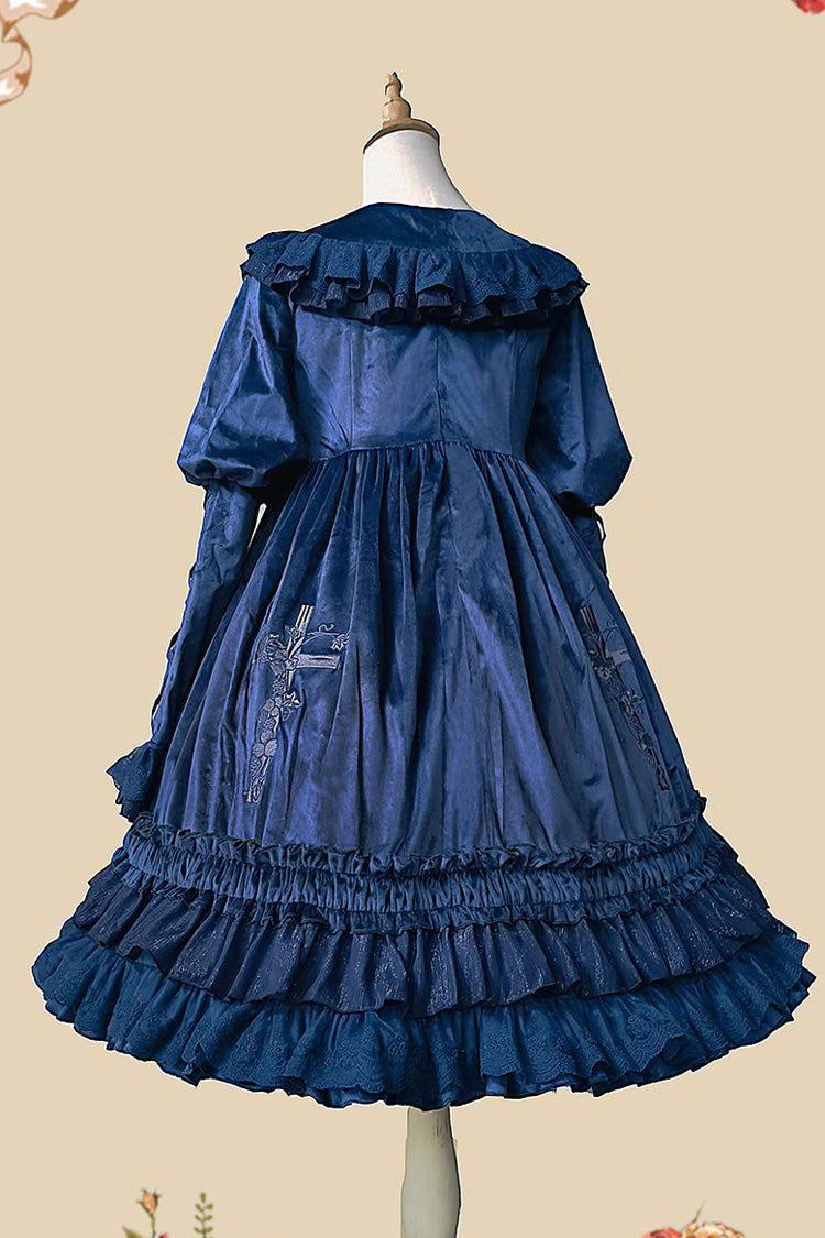 Holy Fruit Manor Embroidery Print Long Puff Sleeves Ruffle Gothic Lolita Dress 2 Colors - Product - 17