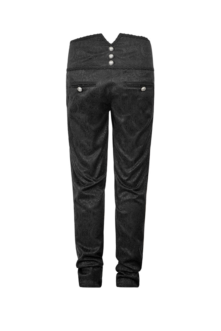 Black Daily Peacock Button Men's Gothic Pants - Product - 4