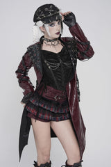 Black/Red Multi-Layered Lace Detachable Eyelet Women's Punk Layered Plaid Falbala Shorts - Product - 11