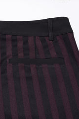 Black/Red High Waisted Striped Print Men's Gothic Suit Pants - Product - 8