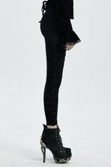 Black Jacquard Women's Gothic Leggings - Product - 2