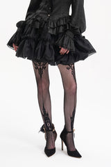 Black Bubble Ruffle Mesh Women's Gothic Skirt - Product - 3