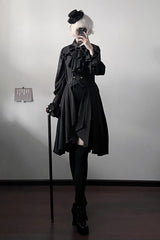 Black [Moonstone] Sleeveless Ruffle Ouji Gothic Prince Lolita Long Vest - Product - 6
