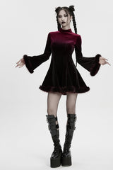 Black/Red Long Sleeves Gradient Women's Gothic Dress - Product - 4