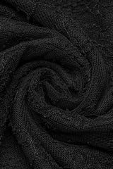 Black Round Collar Long Sleeves Print Stitching Lace Slim Women's Gothic T-Shirt - Product - 7