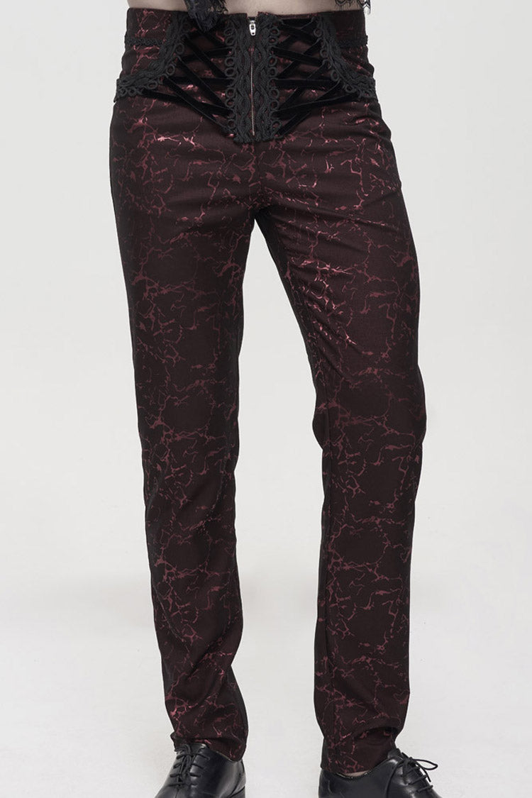 ine Gothic Glossy Pattern Drawstring Lace Decoration Men's Pants - Product - 2