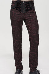ine Gothic Glossy Pattern Drawstring Lace Decoration Men's Pants - Product - 2