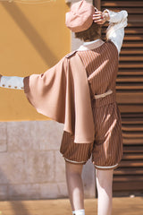 Brown Stripe Violin Print Ouji Lolita Set - Product - 5