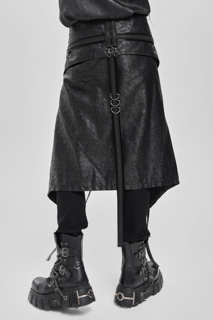 Black D-ring Buckle Zipper Men's Punk Skirt - Product - 5