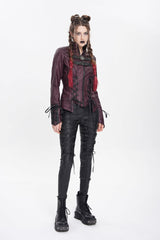 Red Pentacle Lace-Up Buckle Women's Punk Jacket - Product - 9