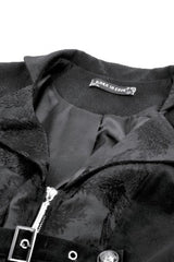 Black Lapel Collar Long Sleeves Lace-Up Irregular Bouble-breasted Buckle-up Women's Gothic Coat - Product - 13