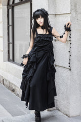 Black [Dream] Sleeveless Ruffle Gothic Lolita Strap Dress - Product - 2