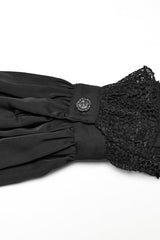 Black Stand Collar Long Puff Sleeves Stitching Lace Men's Gothic Blouse - Product - 6