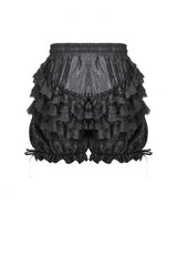 Black Women's Lolita Gothic Embroidered Flower Multilayered Lace Trim Lantern Shorts - Product - 14
