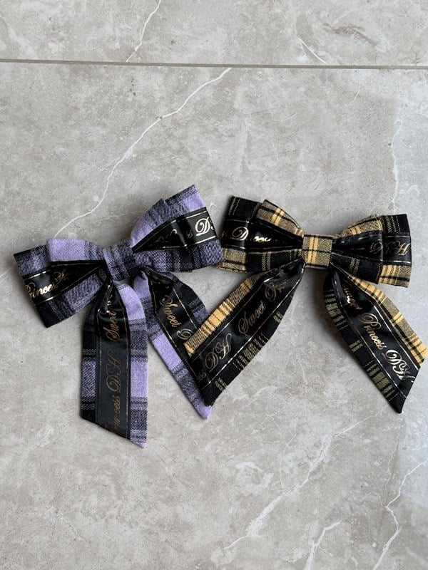 Sweet Purple Halter Bow Plaid Lolita Dress + KC + Brooch + Hair Clip Full Set