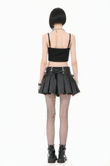 Black Ripped Studded Skull Zippered Ruched Women's Punk Bustier - Product - 4