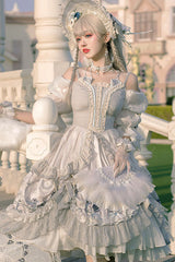 White Rose Maiden Hanayome Multi-Layer Ruffled Classic Lolita OP Dress - Product - 3