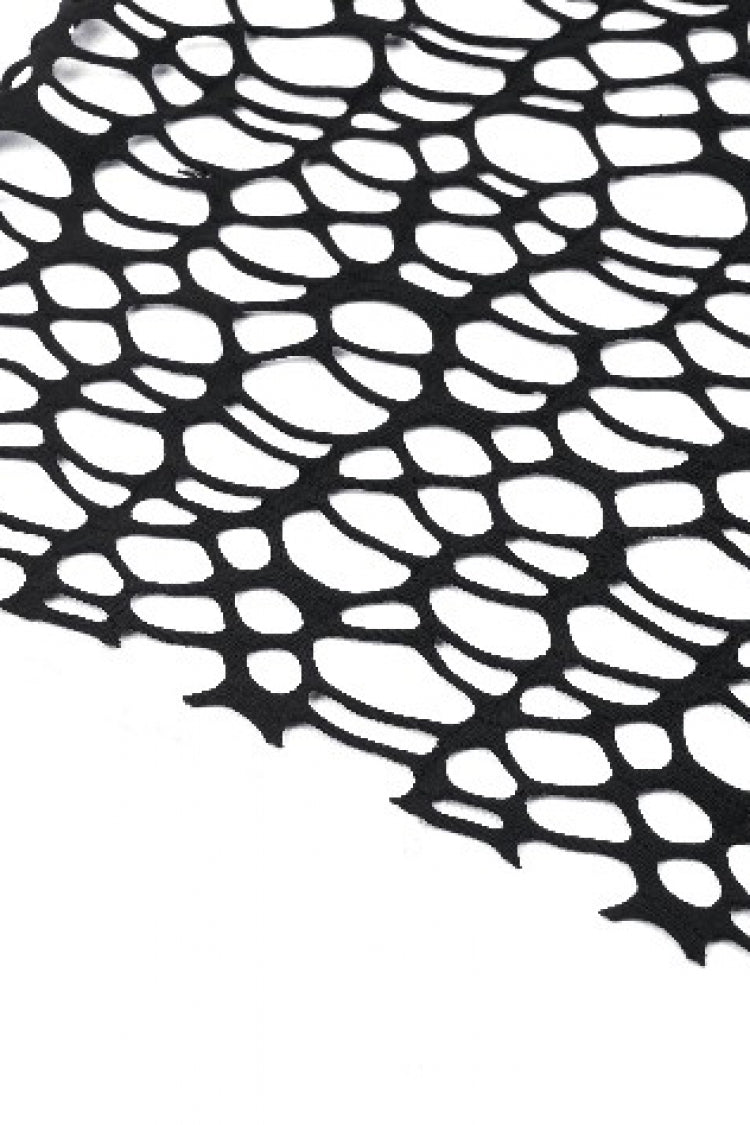 Black Off Shoulder Long Sleeves Fishnet Mesh Women's Gothic Top - Product - 15