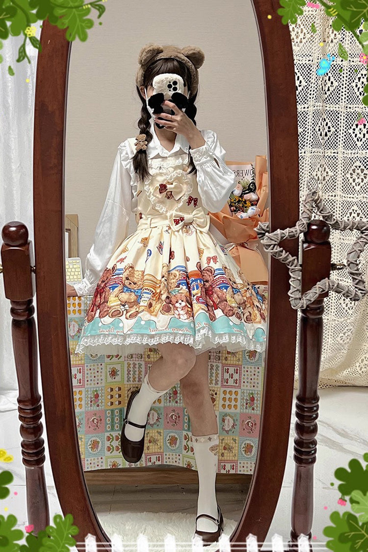 Honey Bear Cafe Print Bowknot Lace Sweet (Dress Only) detail view 8