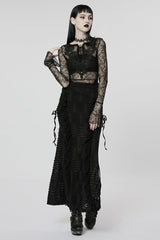 Black Wave Three-Dimensional Lace Ripped Women's Gothic Skirt - Product - 4