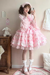 Sweet Chiffon Long Hime Sleeves Ruffled Bow Lolita Blouse 3 Colors - Product - 7