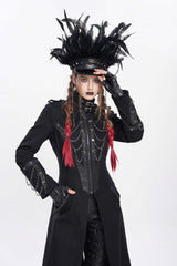 Black Women's Punk Cool Skull Plumed Chain Hat - Product - 6
