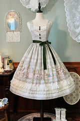 [Iris Study] V Collar Sleeveless Print Bowknot Lace Sweet Lolita Jumper Dress 2 Colors - Product - 12