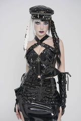 Black Buckled Zippered Pentacle Women's Punk Vest - Product - 11