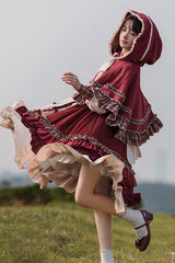 Little Red Riding Hood Long Sleeves Ruffle Sweet Lolita Dress - Product - 4