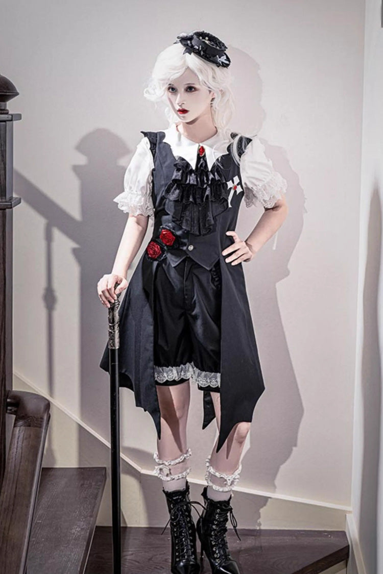 Black [Night Rose] Sleeveless Ouji Prince Handsome Lolita Vest - Product - 8