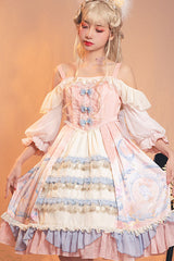 Pink Cloud Dreamland Bowknot Strapless Multi-Layer Ruffled Sweet Lolita OP Dress - Product - 3