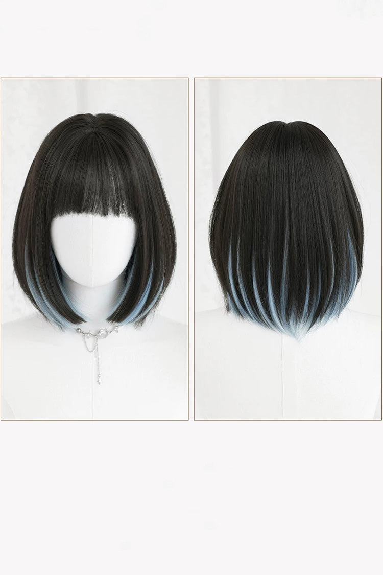 Blu cielo/nero Highlight Natural Face-Framing Clavicle Bob Sweet Lolita Parrucca vista dettaglio 8