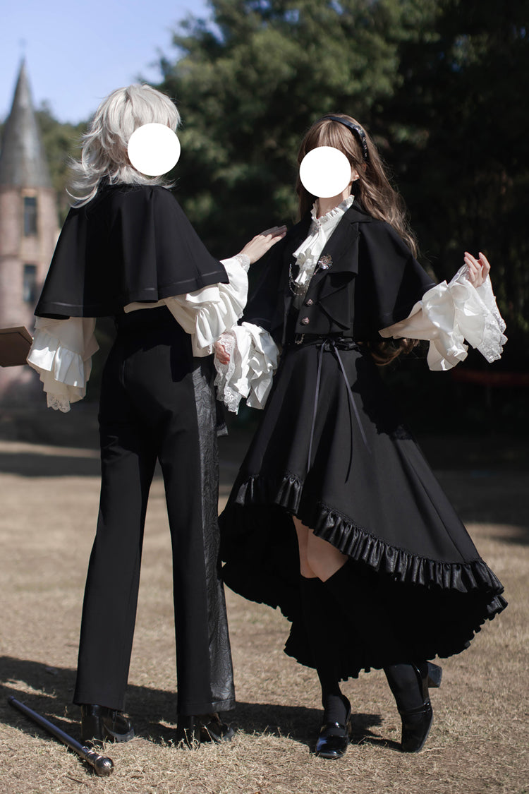 Black [Day and Night Song] Long Sleeves Ruffle Ouji Gothic Lolita Skirt Blouse - Product - 13