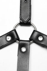 Black Adjustable Cross Metal Ring Buckle Women's Halter Steampunk Body Harness - Product - 6