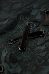 Jacquard Long Sleeve Front Metal Eyelets Lace Up Metal Carving Buckle Cuff Men's Gothic Shirt 3 Colors - Product - 19
