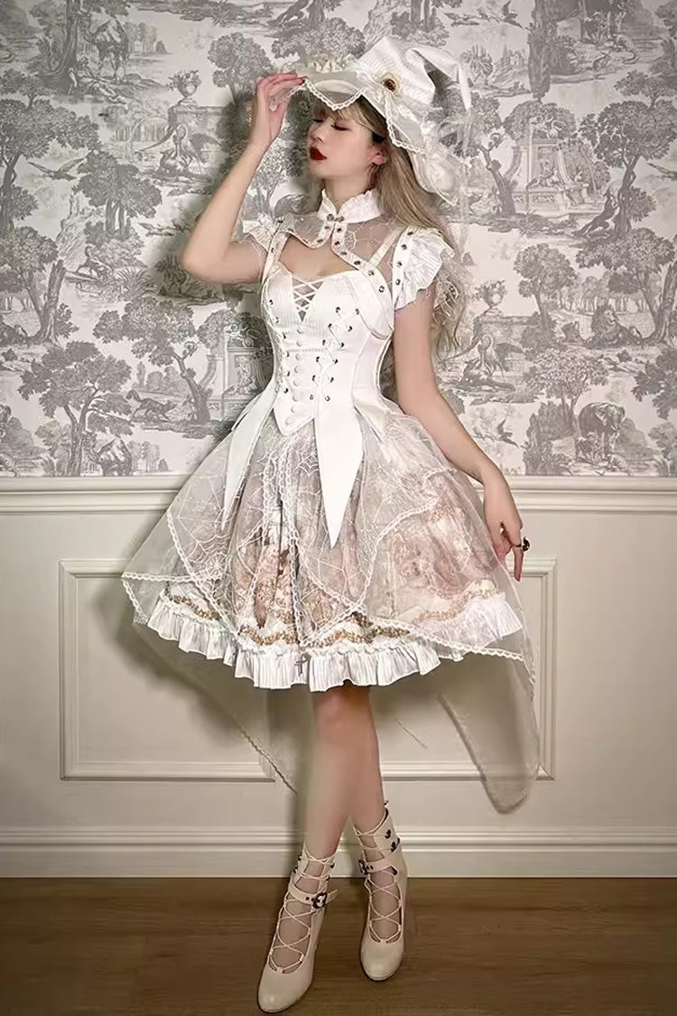 The Mystery Of The Doll Print Ruffle Bowknot Gothic Lolita Skirt Dress 2 Colors - Product - 4