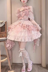 Cat Fairy Multi-layer Ruffle Hanayome Sweet Princess Lolita Jsk Dress - Pink - 1