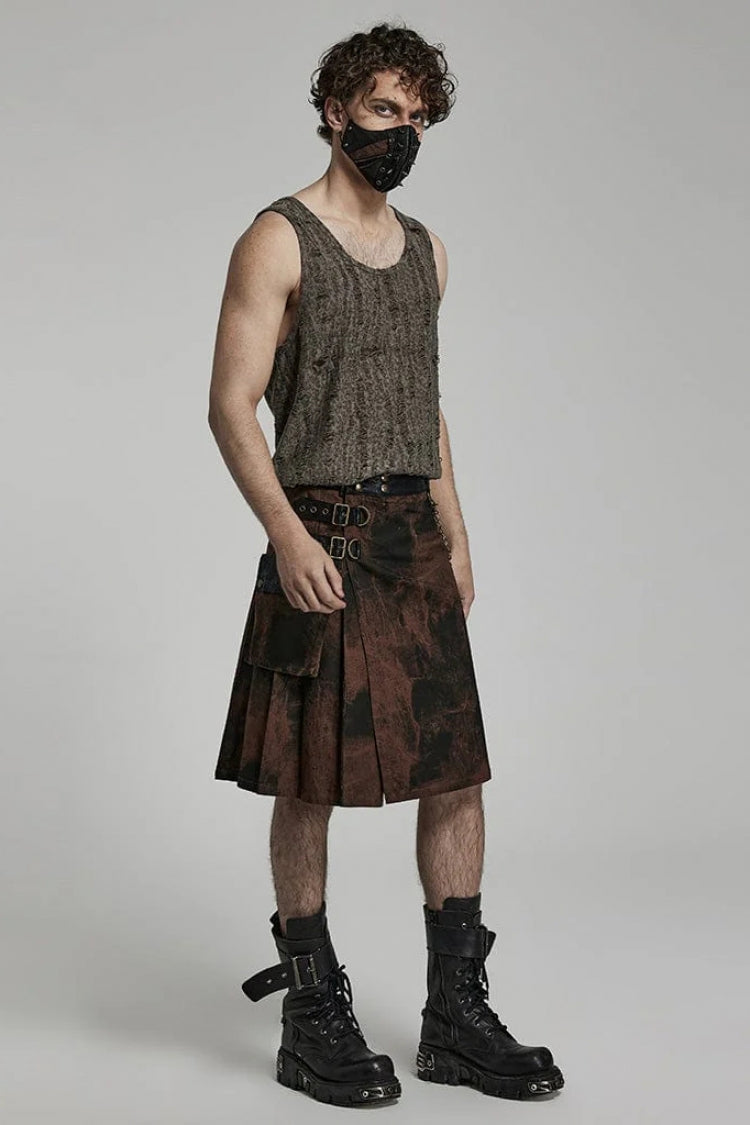 Sleeveless Print Ripped Mens Steampunk Vest 2 Colors - Product - 8
